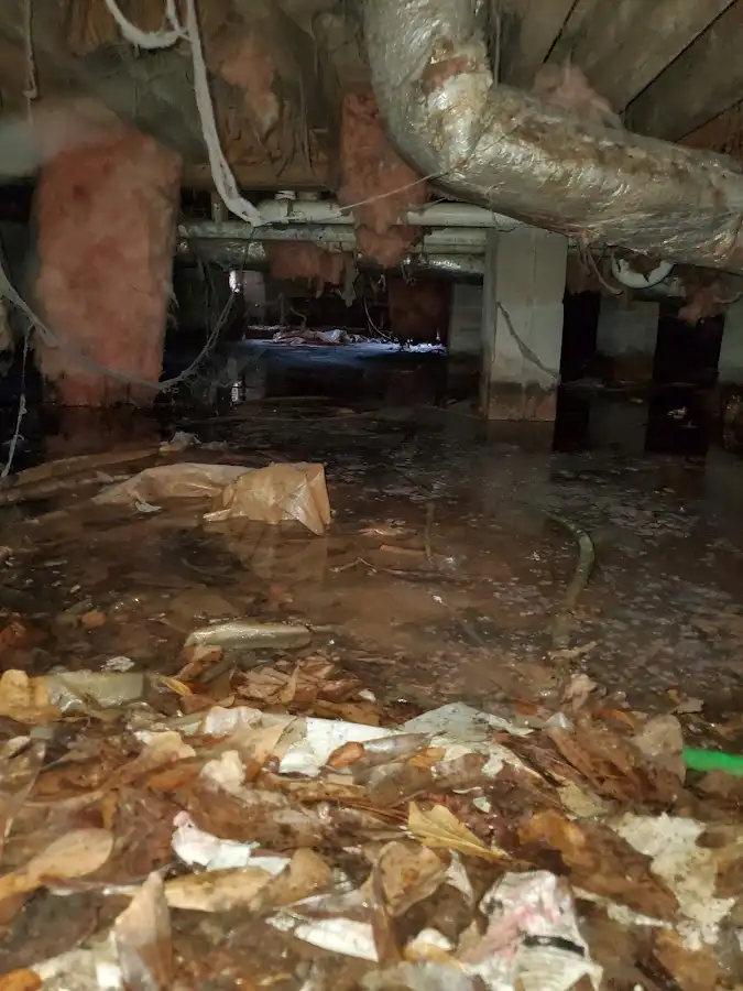 Crawl space flood assessment for Commercial Water Damage Restoration in Lake Grove